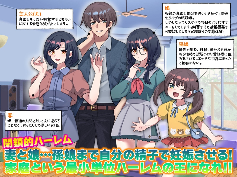 RPG/汉化/新作丨我的怀孕家系图 让妻子和女儿…甚至孙女都用我的精子怀孕！俺の妊娠家系図 妻と娘…孫娘まで俺の精子で妊娠させる！ 【20251125】 游戏截图 3