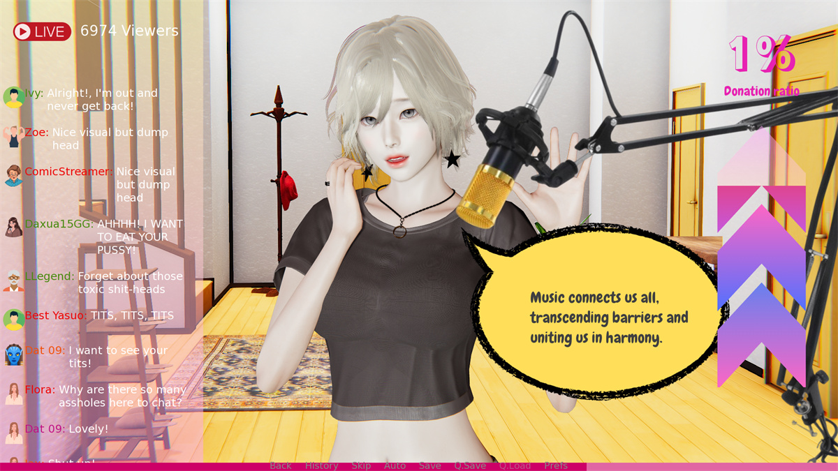 妹妹直播模拟器:禁忌打赏(Sister Streaming Sim)v1.2.1 精翻汉化 游戏截图 3
